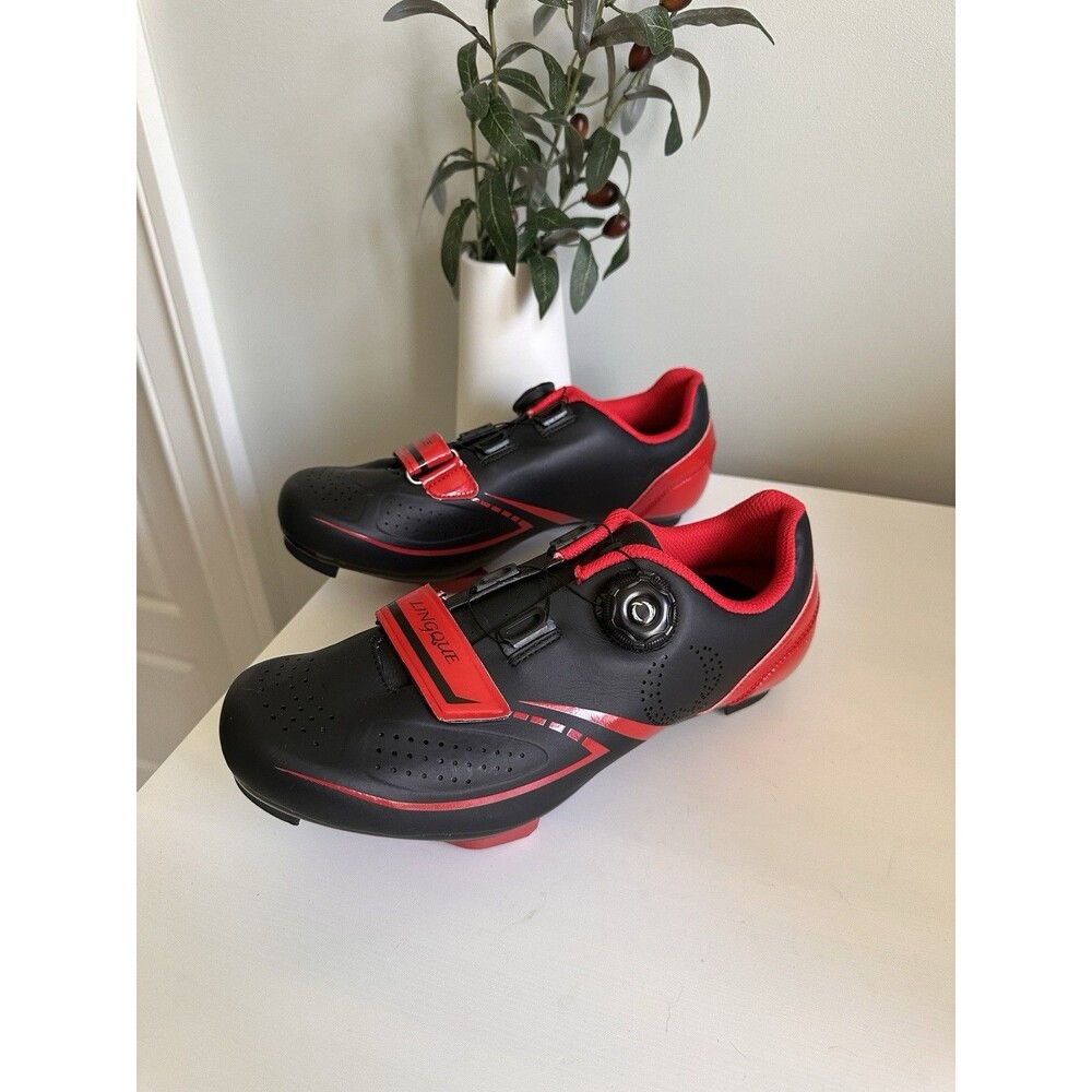 Linque LQ1 Road Cycling Shoes - Men’s 7.5 / EU 40 - Black Red - Cleats Included
